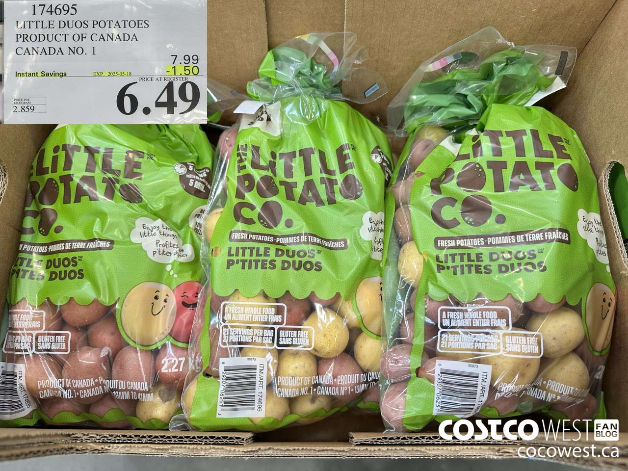 174695 LITTLE DUO POTATOES PRODUCT OF CANADA CANADA NO 1 ($1.50 INSTANT SAVINGS EXPIRES ON 2025-05-18) $6.49