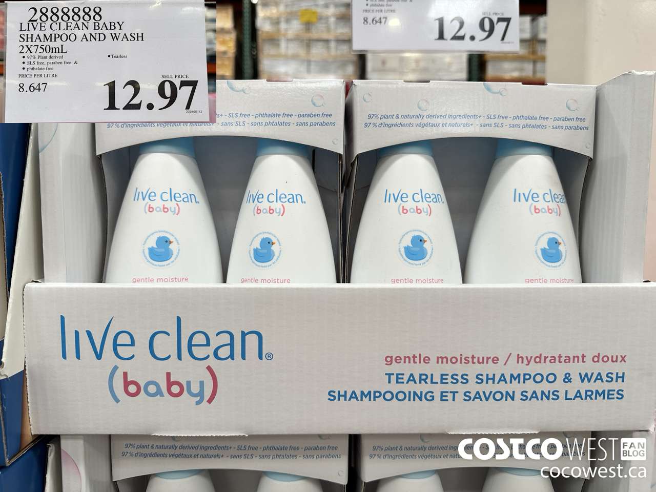 2888888 LIVE CLEAN BABY TEARLESS SHAMPOO AND WASH 2 X 750 ML $12.97