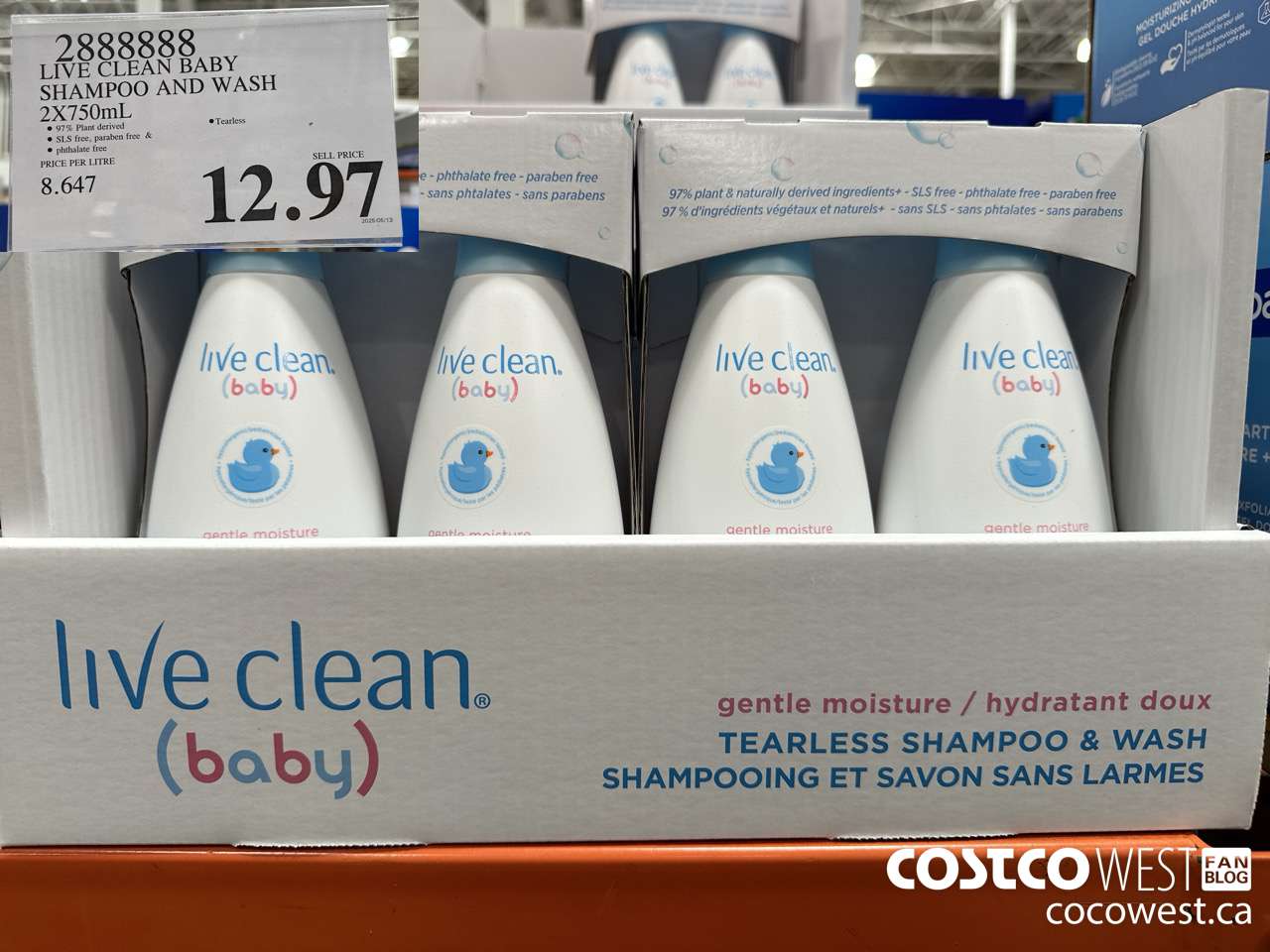 2888888 LIVE CLEAN BABY TEARLESS SHAMPOO AND WASH 2 X 750 ML $12.97