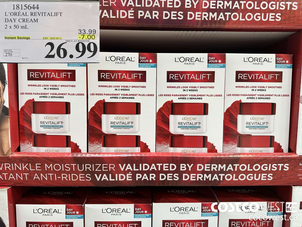1815644 L'OREAL REVITALIFT DAY CREAM 2 X 50ML ($7.00 INSTANT SAVINGS EXPIRES ON 2025-05-11) $26.99