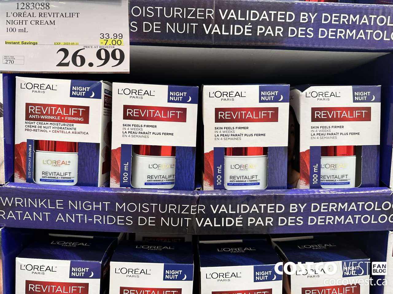 1283088 L'OREAL REVITALIFT NIGHT CREAM 100 mL ($7.00 INSTANT SAVINGS EXPIRES ON 2025-05-11) $26.99