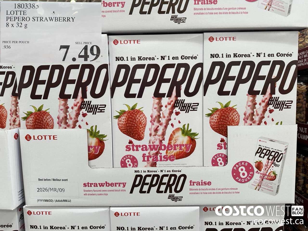 1803385 LOTTE PEPERO STRAWBERRY 8 X 32G $7.49