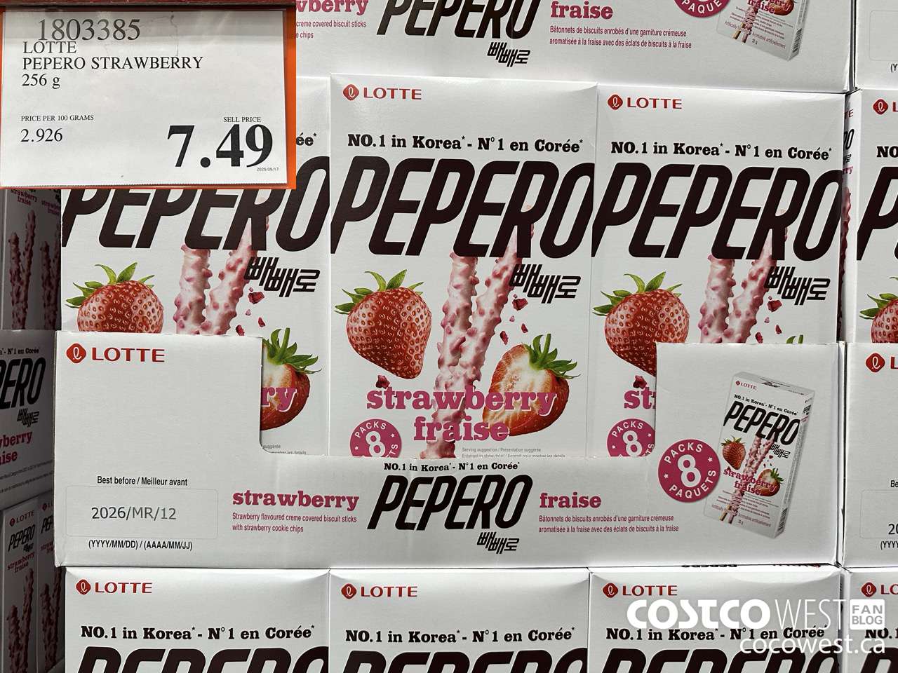 1803385 LOTTE PEPERO STRAWBERRY 8 X 32G $7.49