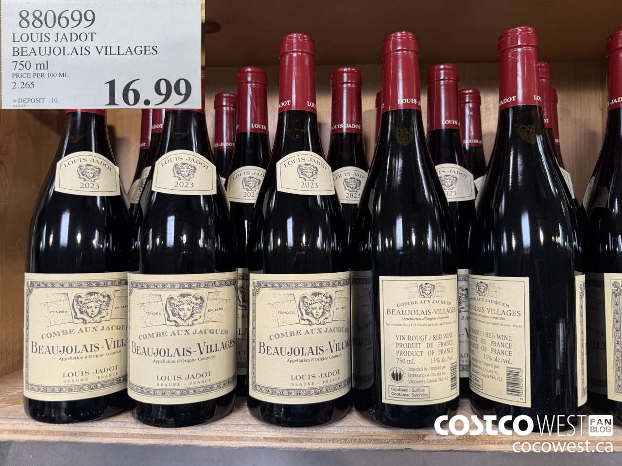 880699 LOUIS JADOT BEAUJOLAIS VILLAGES 750ML $16.99