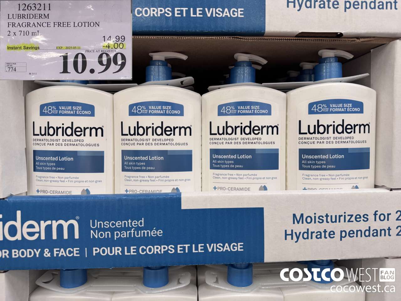 1263211 LUBRIDERM FRAGRANCE FREE LOTION 2 X 710ML ($4.00 INSTANT SAVINGS EXPIRES ON 2025-05-11) $10.99