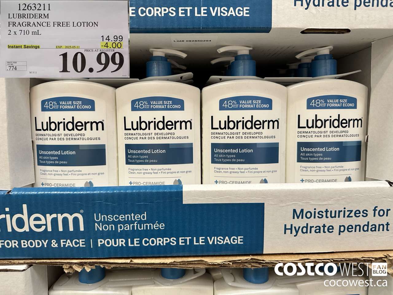 1263211 LUBRIDERM FRAGRANCE FREE LOTION 2 X 710ML ($4.00 INSTANT SAVINGS EXPIRES ON 2025-05-11) $10.99