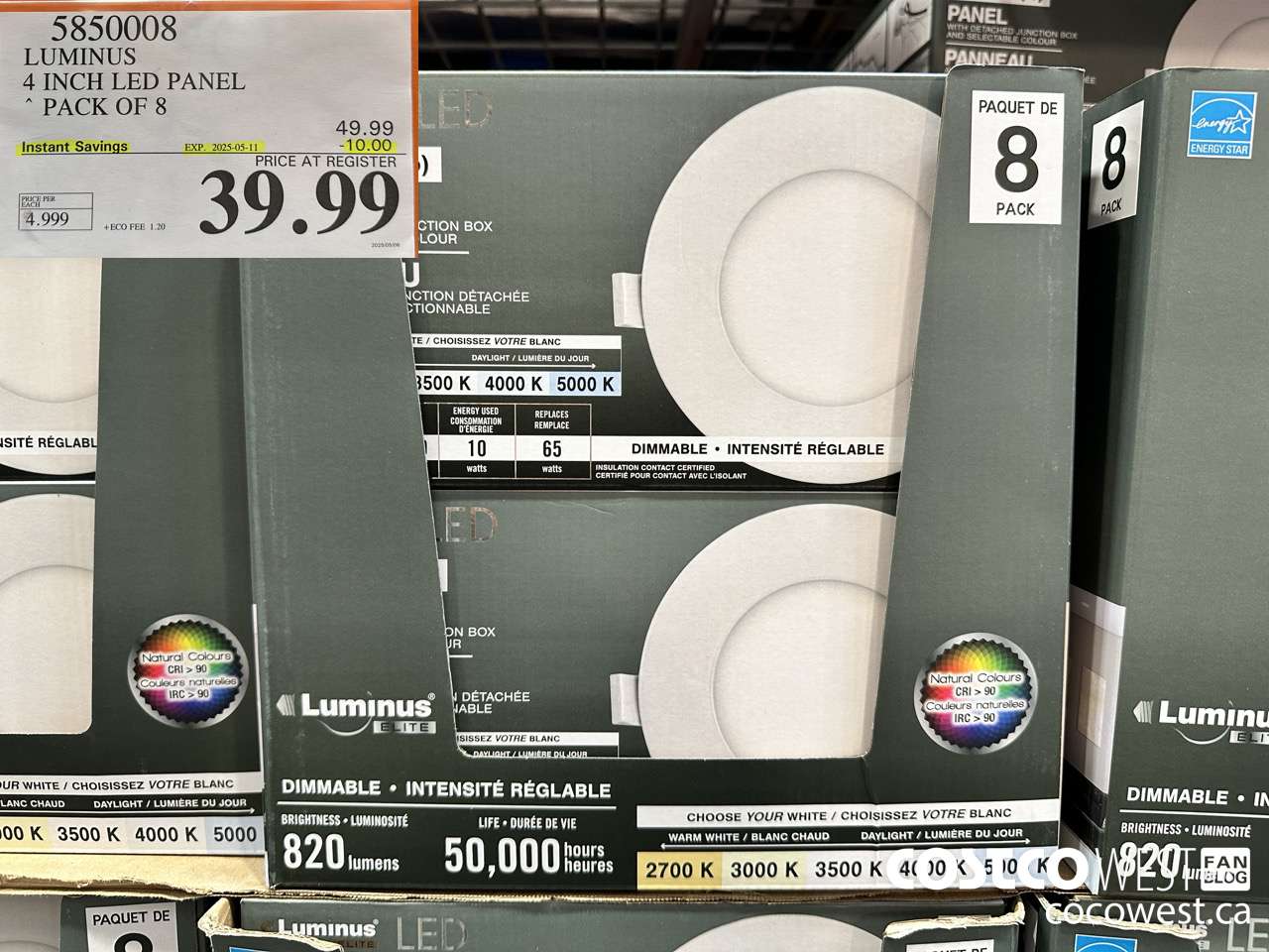 5850008 LUMINUS 4 INCH LED PANEL PACK OF 8 ($10.00 INSTANT SAVINGS EXPIRES ON 2025-05-11) $39.99