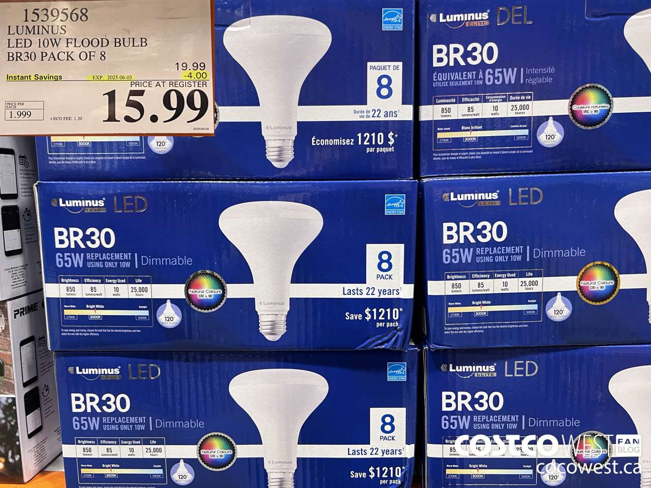 1539568 LUMINUS LED 10W BR30 FLOOD 8pk ($4.00 INSTANT SAVINGS EXPIRES ON 2025-06-03) $15.99