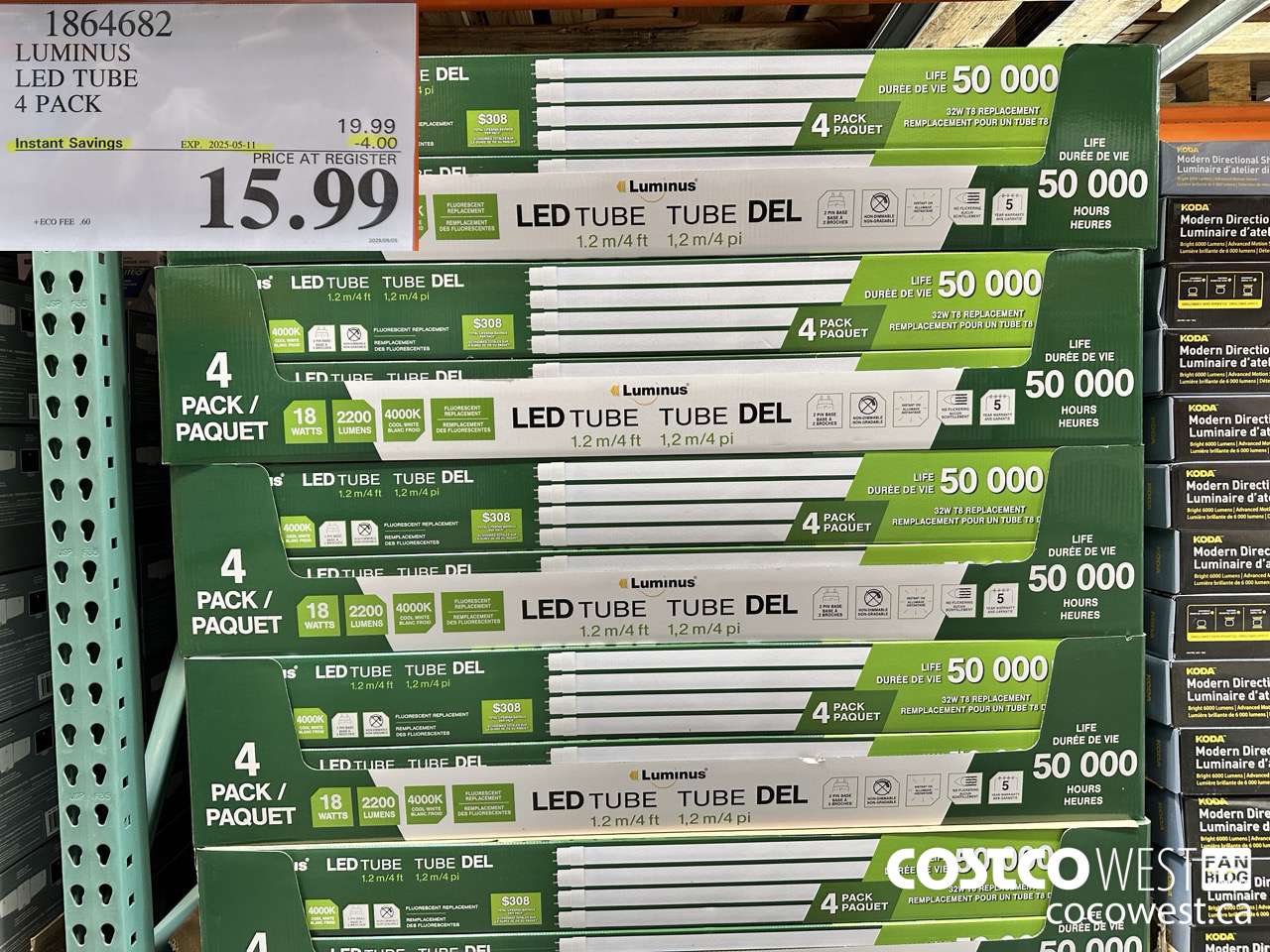 1864682 LUMINUS LED TUBE 4 PACK ($4.00 INSTANT SAVINGS EXPIRES ON 2025-05-11) $15.99