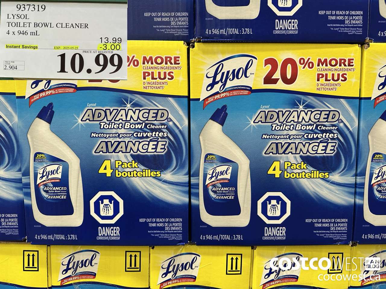 937319 LYSOL TOILET BOWL CLEANER 4 x 946 ML ($3.00 INSTANT SAVINGS EXPIRES ON 2025-05-25) $10.99