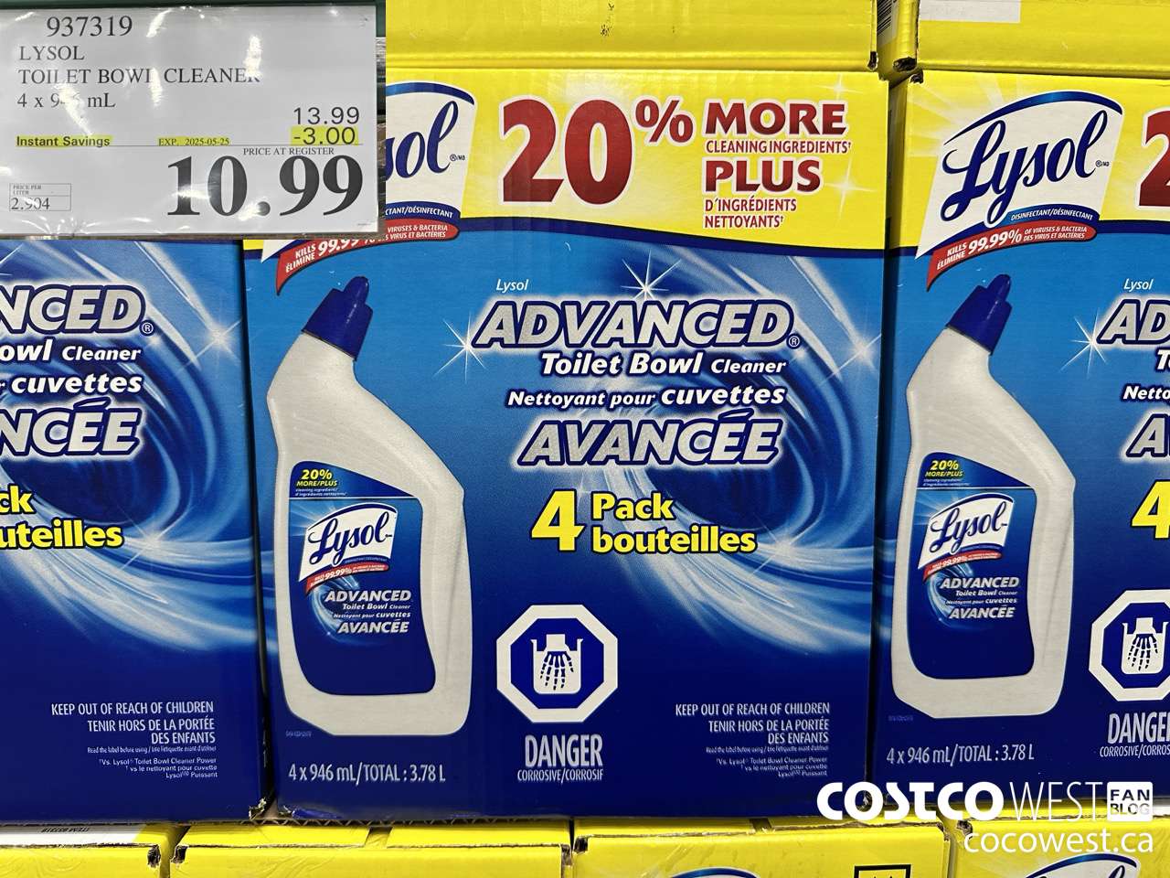 937319 LYSOL TOILET BOWL CLEANER 4 x 946 ML ($3.00 INSTANT SAVINGS EXPIRES ON 2025-05-25) $10.99