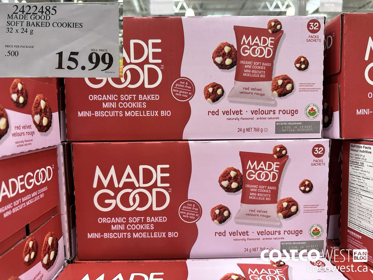 2422485 MADE GOOD SOFT BAKED COOKIES 32 x 24 g $15.99