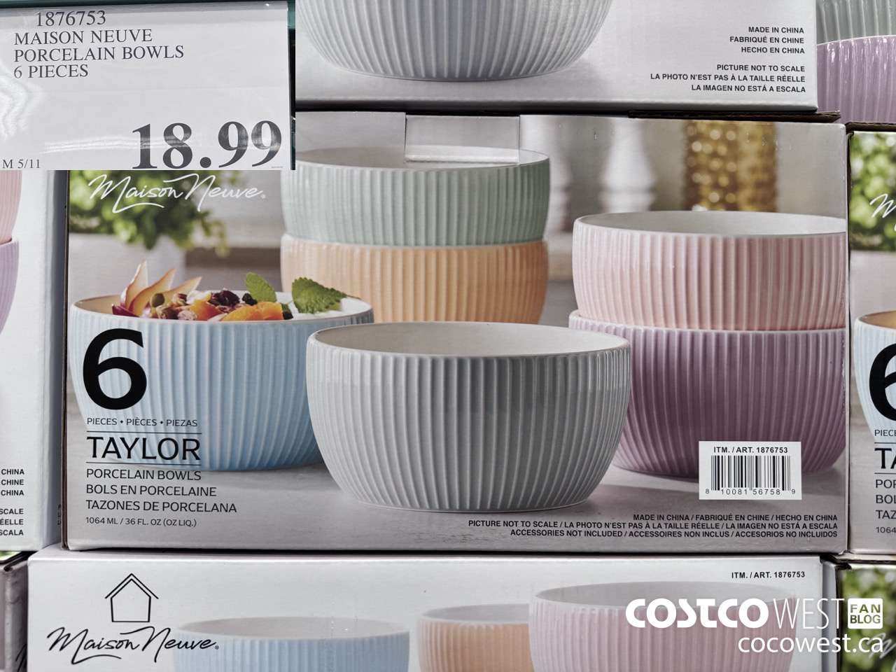 1876753 MAISON NEUVE PORCELAINE BOWLS 6 PIECES $18.99