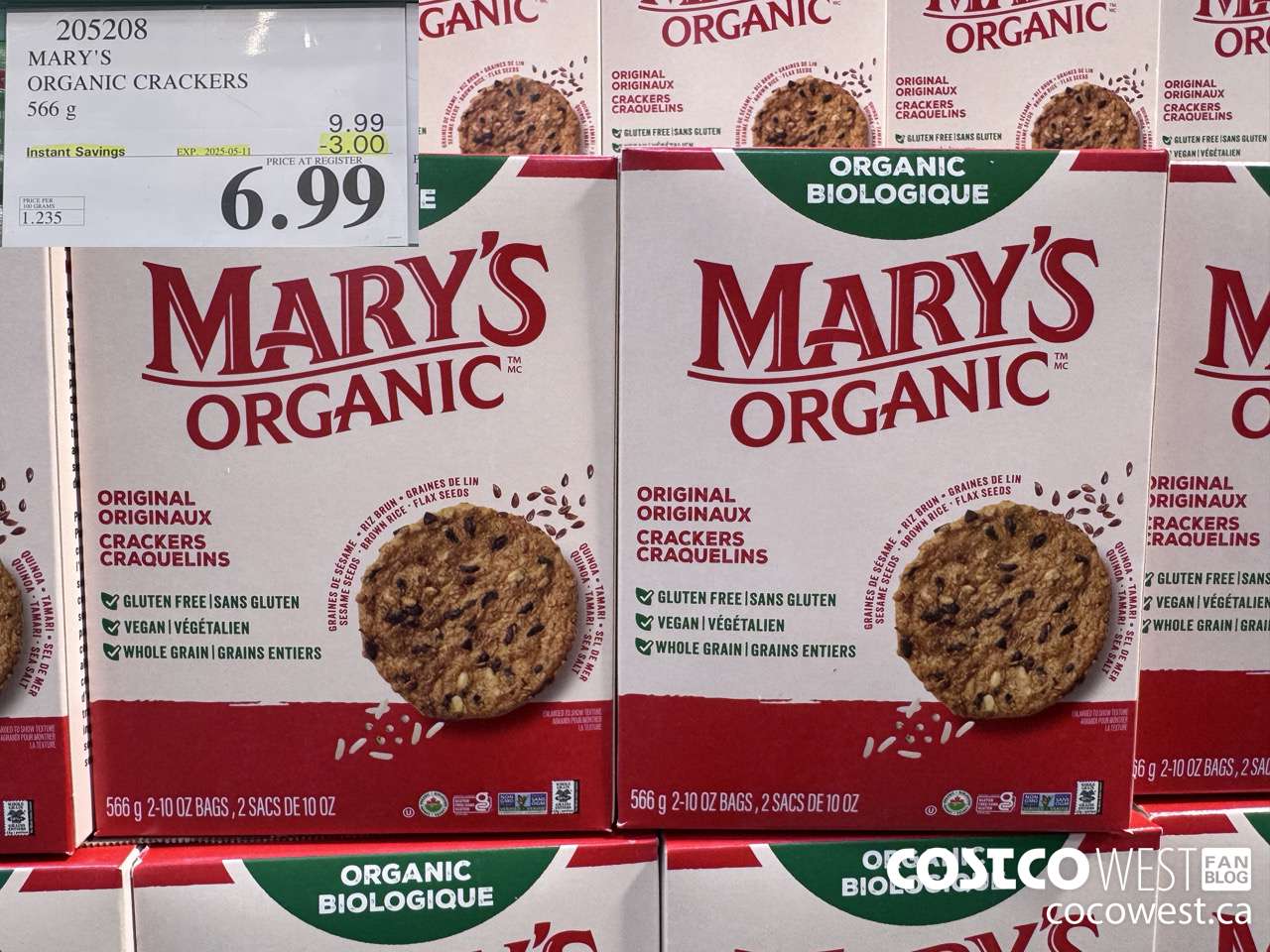 205208 MARY'S ORGANIC CRACKERS 566G ($3.00 INSTANT SAVINGS EXPIRES ON 2025-05-11) $6.99