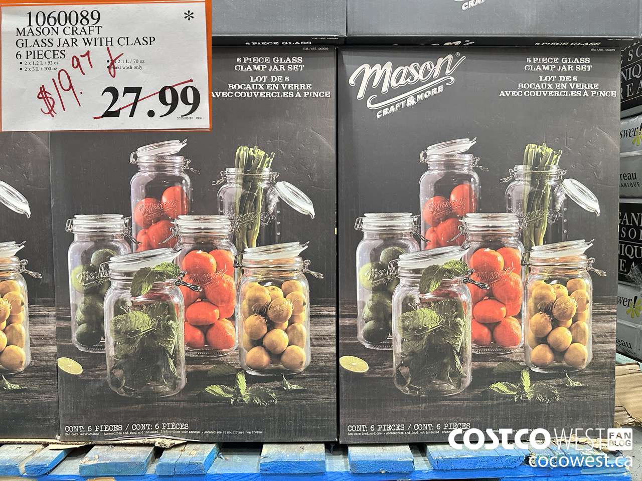 1060089 MASON CRAFT GLASS JAR WITH CLASP 6 PIECES $19.97