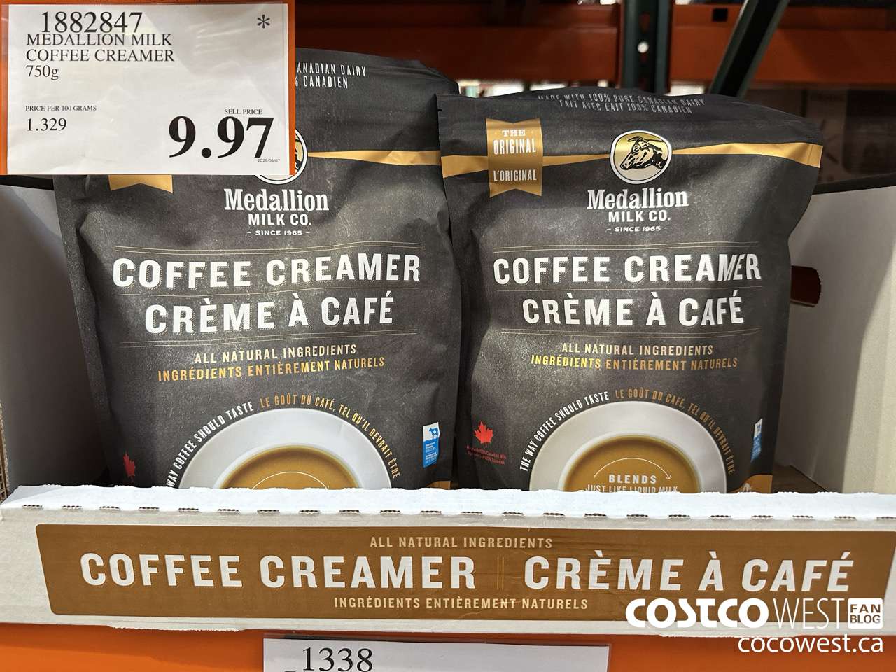 1882847 MEDALLION MILK COFFEE CREAMER 750ML $9.97