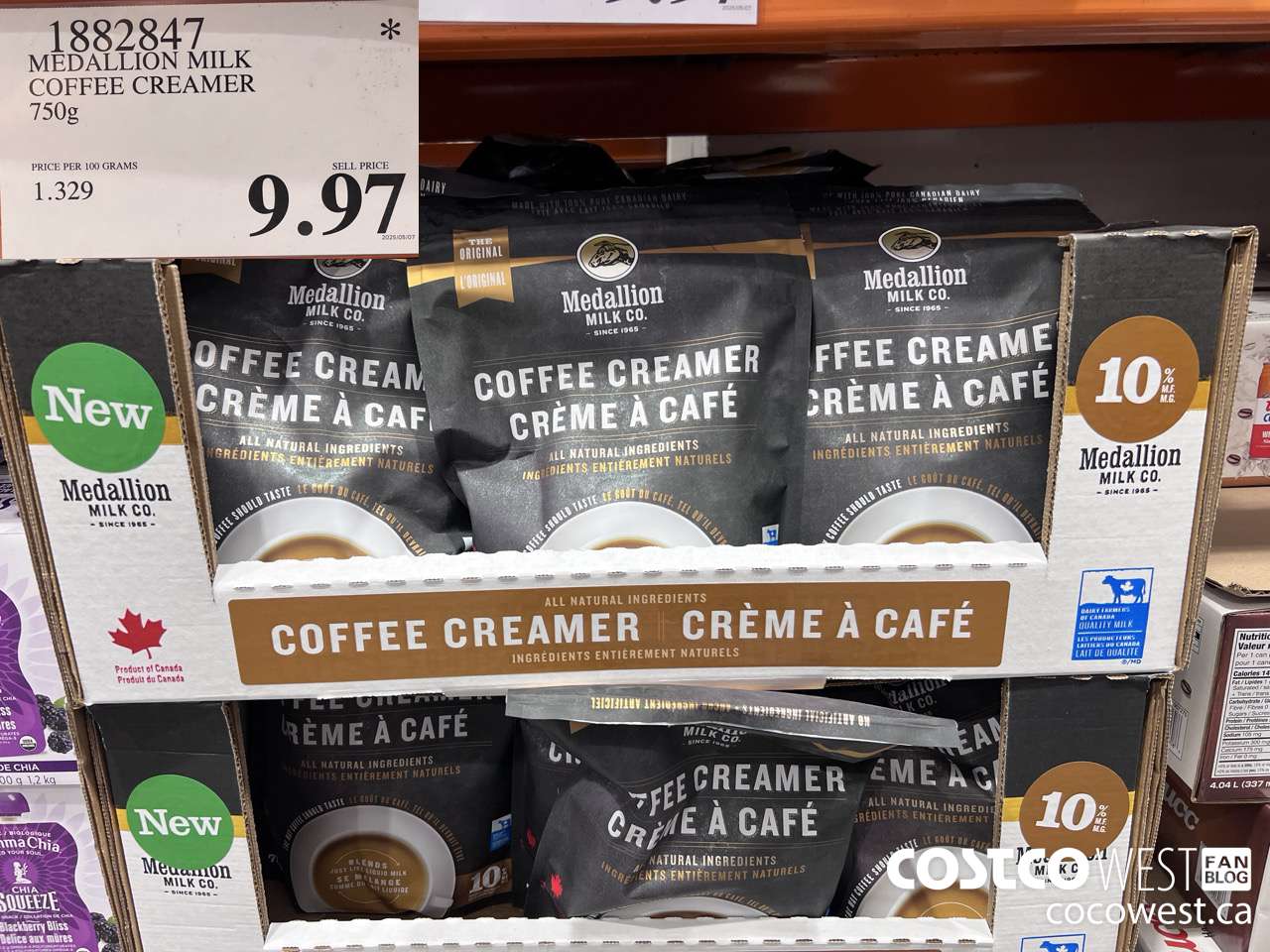 1882847 MEDALLION MILK COFFEE CREAMER 750ML $9.97
