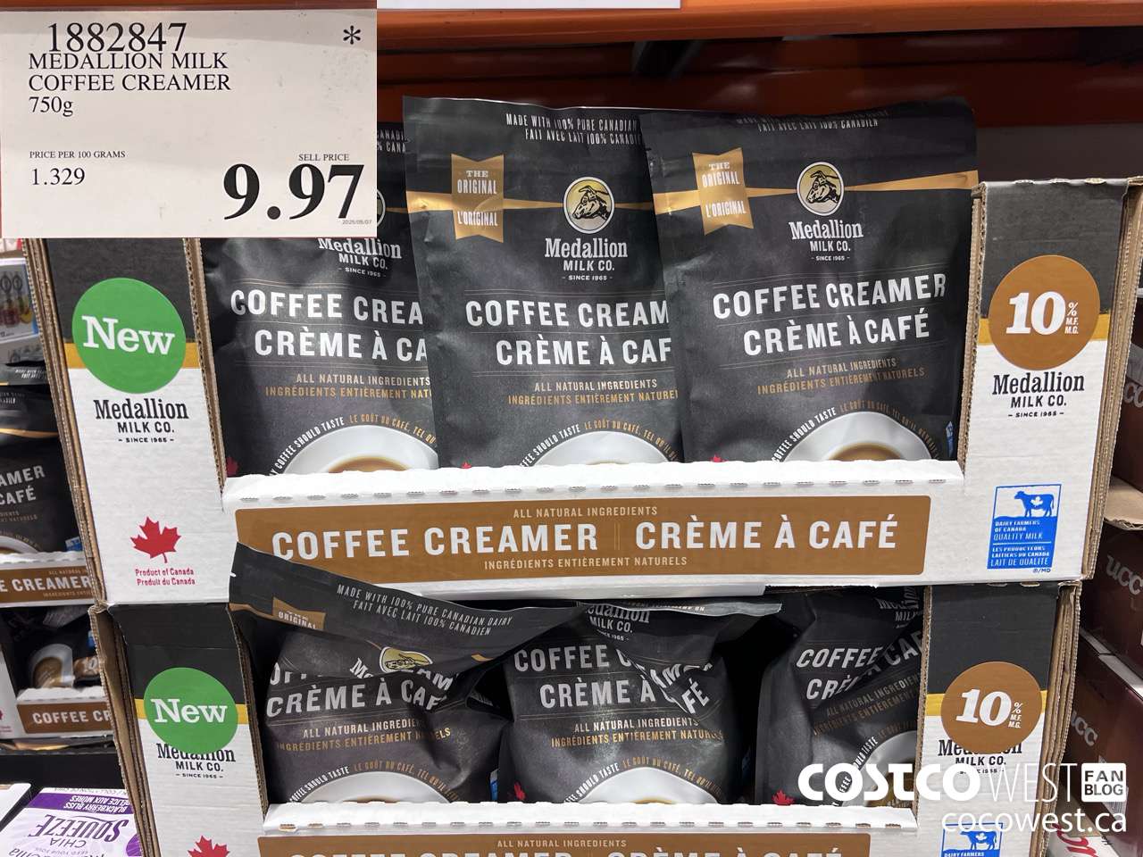 1882847 MEDALLION MILK COFFEE CREAMER 750ML $9.97