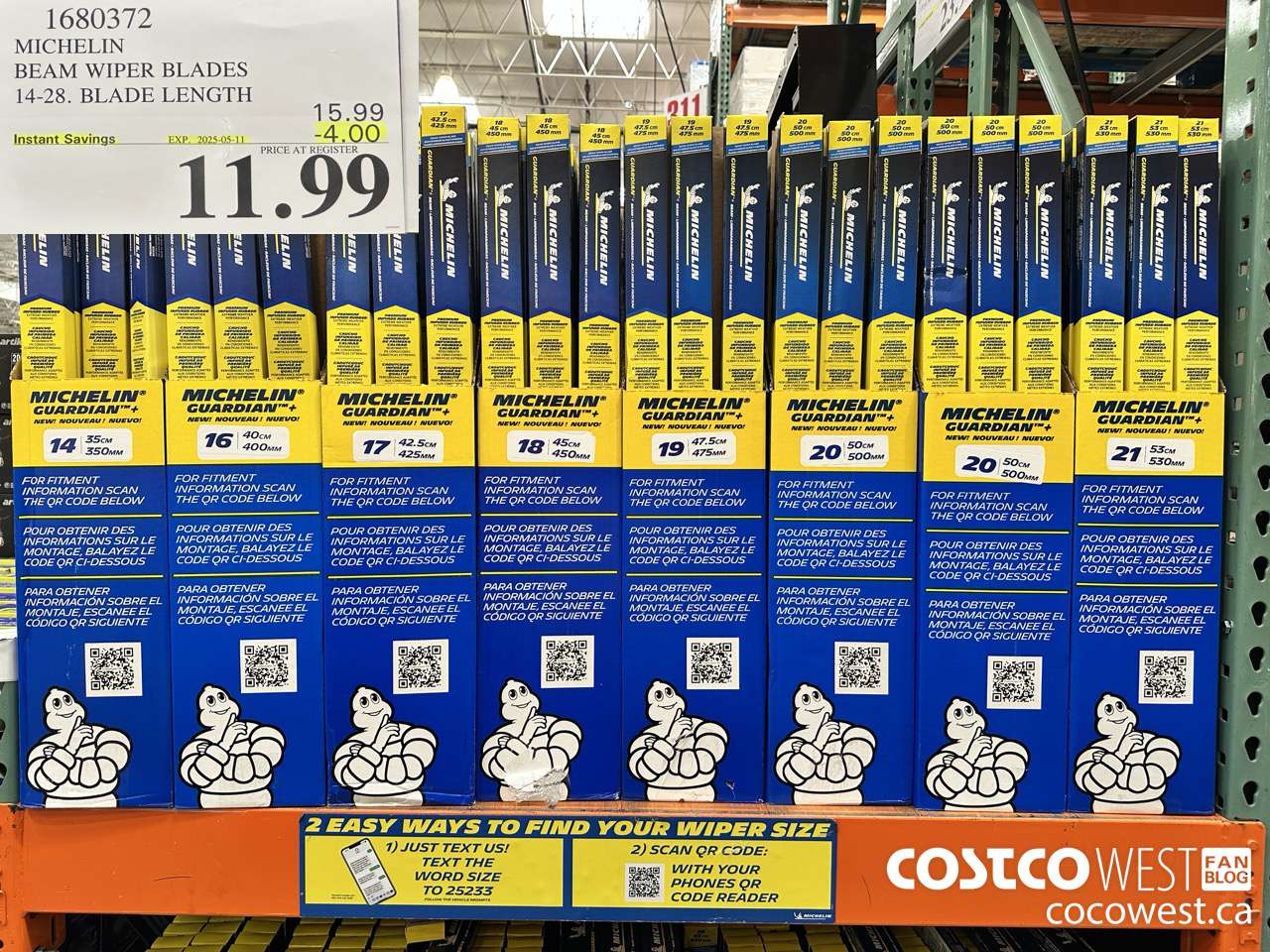 1680372 MICHELIN BEAM WIPER BLADES BLADE LENGTH 16 IN ($4.00 INSTANT SAVINGS EXPIRES ON 2025-05-11) $11.99