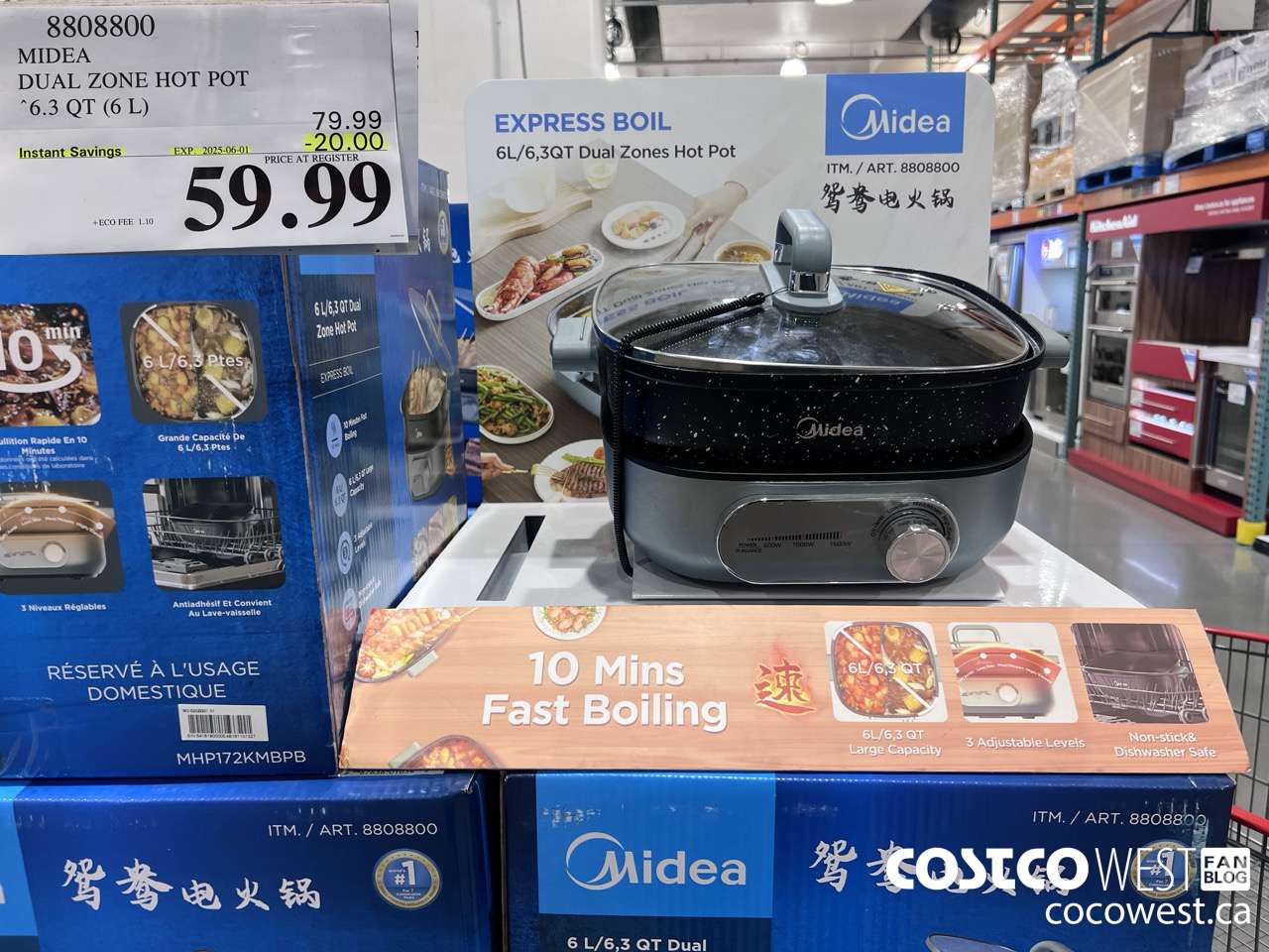 8808800 MIDEA DUAL ZONE HOT POT 6.3QT (6L) ($20.00 INSTANT SAVINGS EXPIRES ON 2025-06-01) $59.99