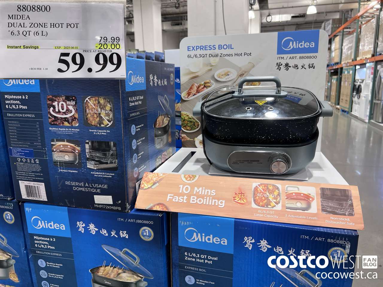 8808800 MIDEA DUAL ZONE HOT POT 6.3QT (6L) ($20.00 INSTANT SAVINGS EXPIRES ON 2025-06-01) $59.99