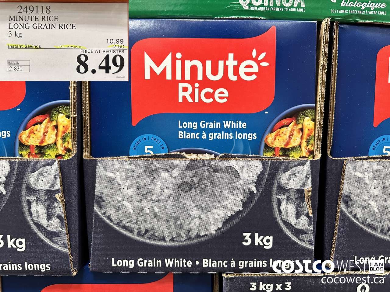 249118 MINUTE RICE INSTANT WHITE RICE 3 kg ($2.50 INSTANT SAVINGS EXPIRES ON 2025-05-11) $8.49