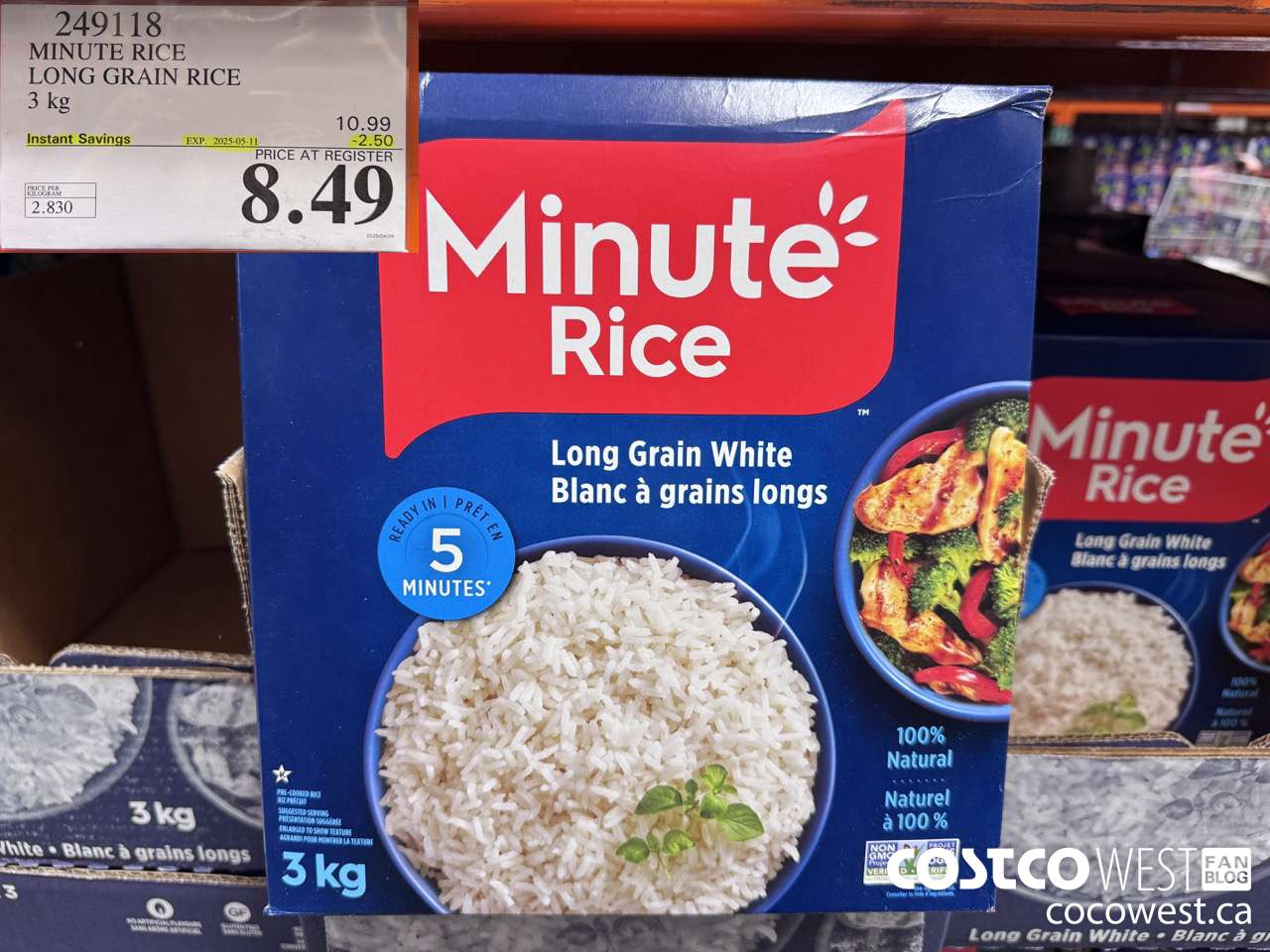 249118 MINUTE RICE INSTANT WHITE RICE 3 kg ($2.50 INSTANT SAVINGS EXPIRES ON 2025-05-11) $8.49