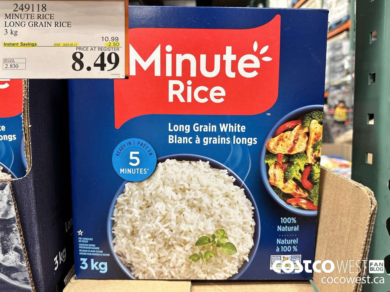 249118 MINUTE RICE INSTANT WHITE RICE 3 kg ($2.50 INSTANT SAVINGS EXPIRES ON 2025-05-11) $8.49