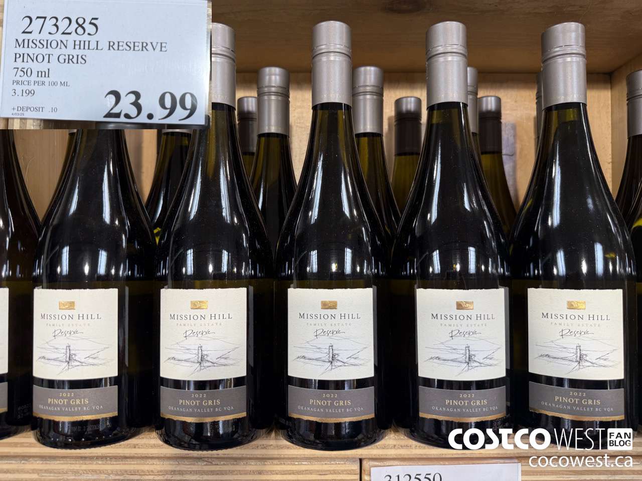273285 MISSION HILL RESERVE PINOT GRIS 750ML $23.99