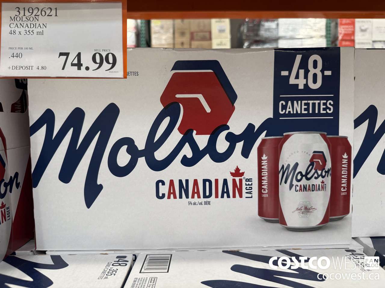 3192621 MOLSON CANADIAN 48 X 355ML $74.99