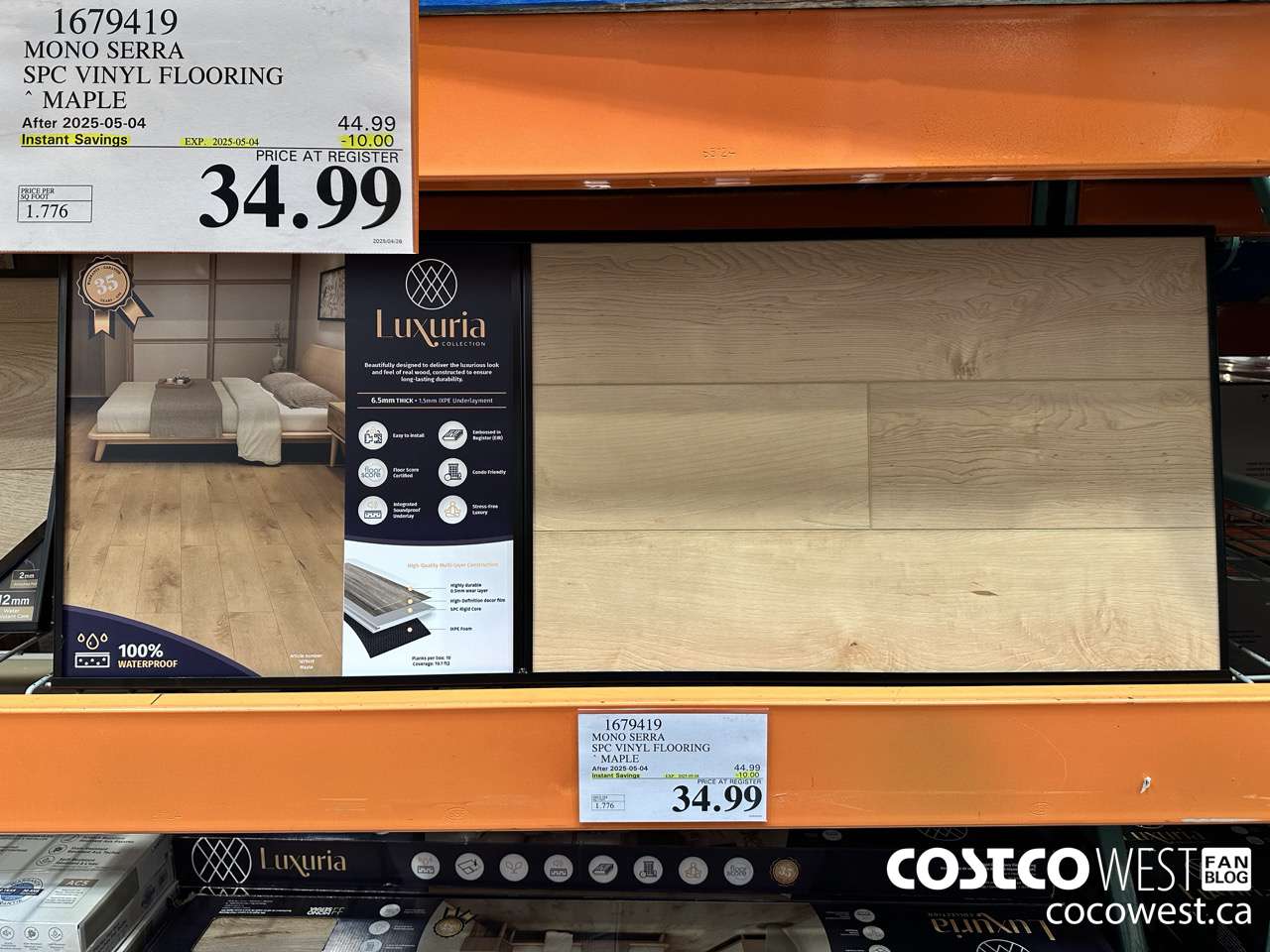 1679419 MONO SERRA SPC VINYL FLOORING MAPLE ($10.00 INSTANT SAVINGS EXPIRES ON 2025-05-04) $34.99