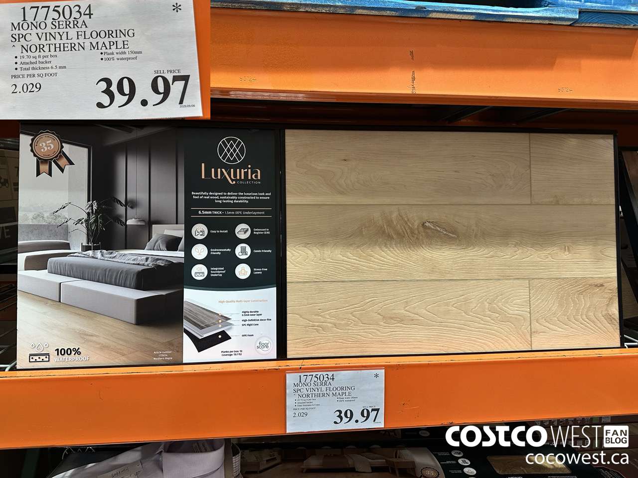 1775034 MONO SERRA SPC VINYL FLOORING NORTHERN MAPLE $39.97