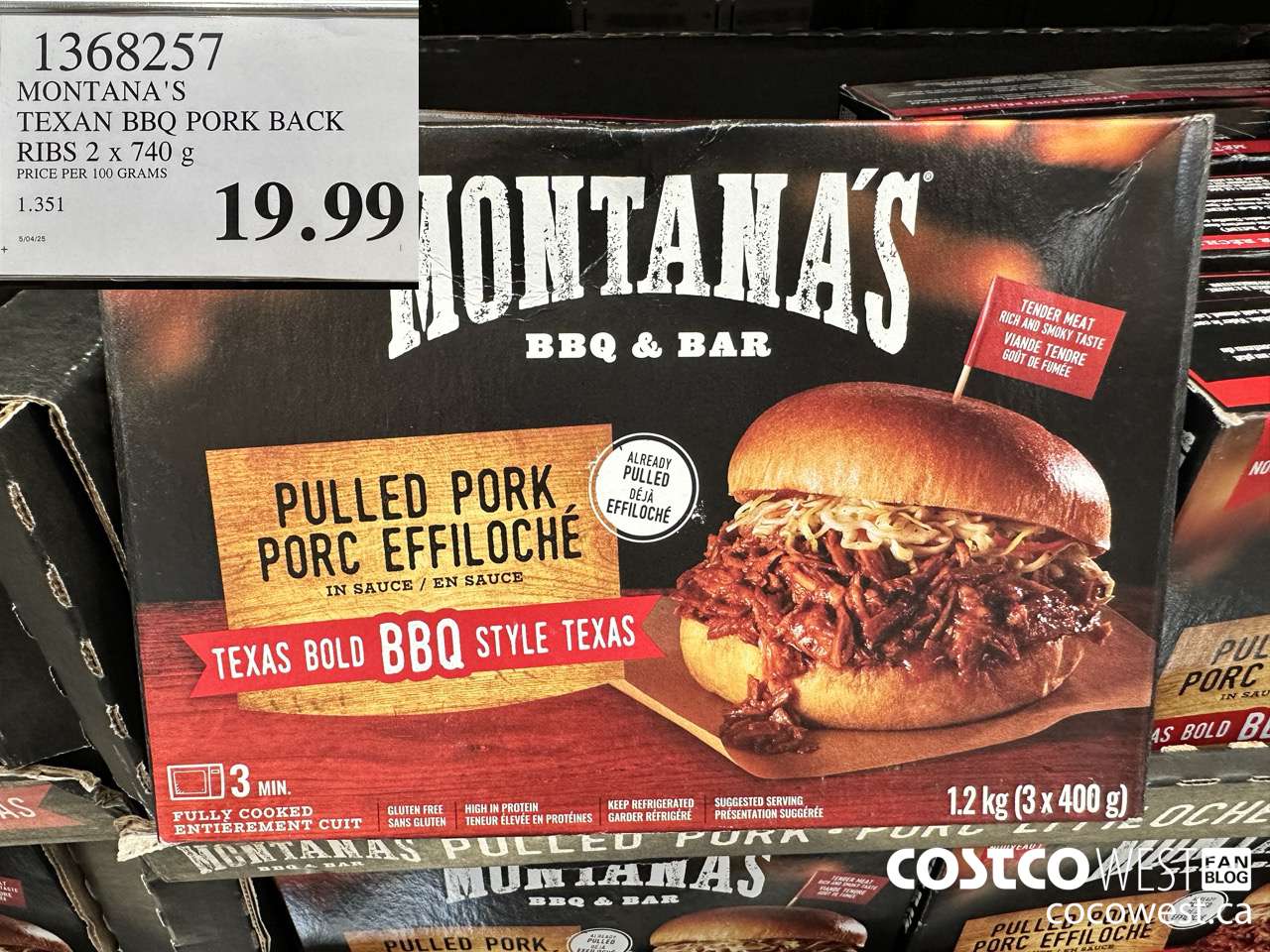 1368257 MONTANA'S TEXAN BBQ PORK BACK RIBS 2 x 740 g $19.99