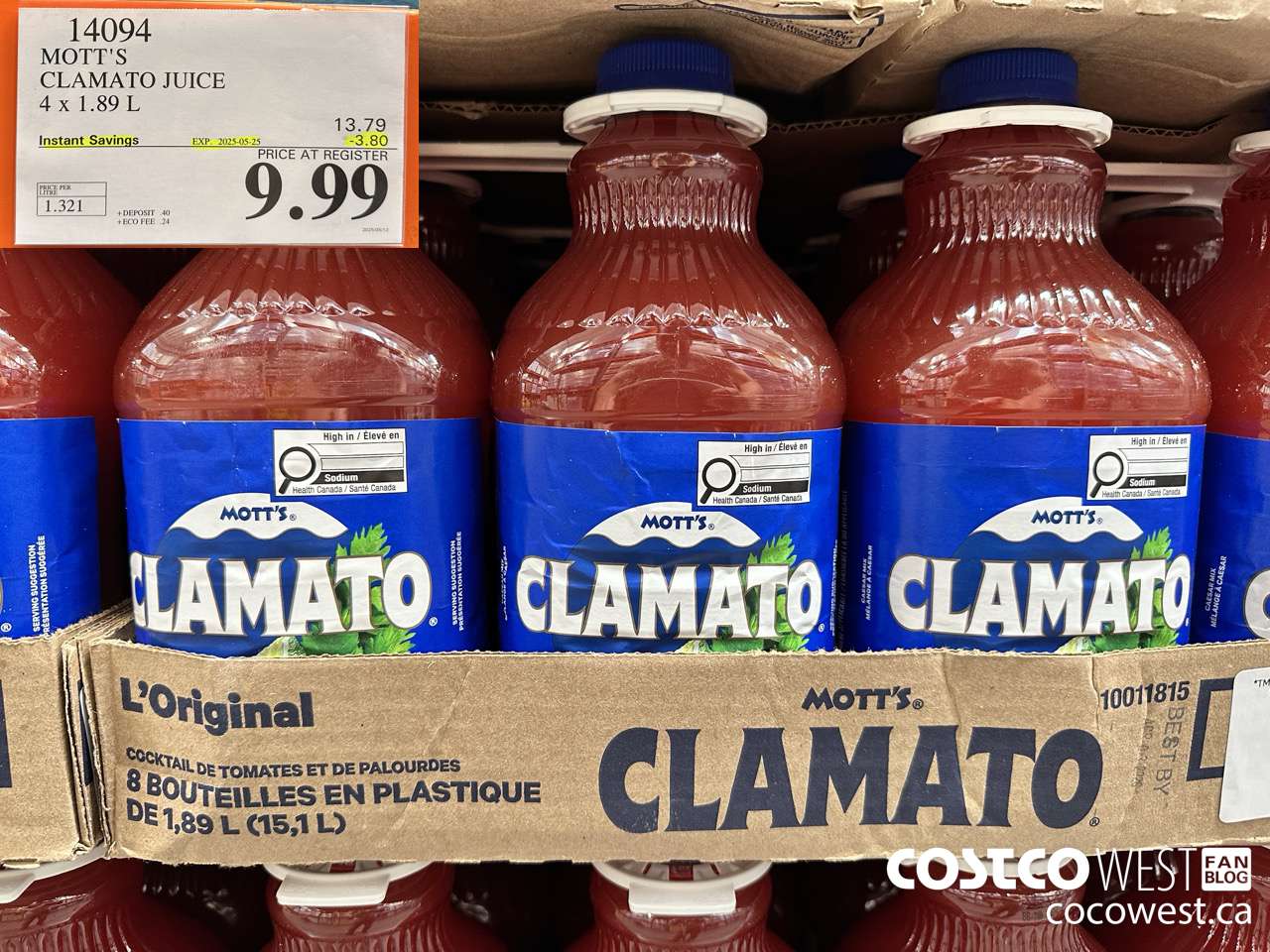 14094 MOTTS CLAMATO JUICE 4 X 1.89 L ($3.80 INSTANT SAVINGS EXPIRES ON 2025-05-25) $9.99