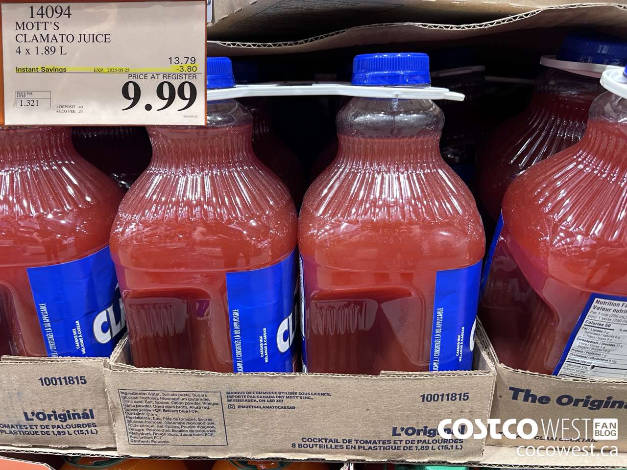 14094 MOTTS CLAMATO JUICE 4 X 1.89 L ($3.80 INSTANT SAVINGS EXPIRES ON 2025-05-25) $9.99