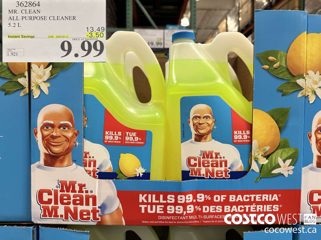 362864 MR. CLEAN ALL PURPOSE CLEANER 5.2 L ($3.50 INSTANT SAVINGS EXPIRES ON 2025-05-11) $9.99