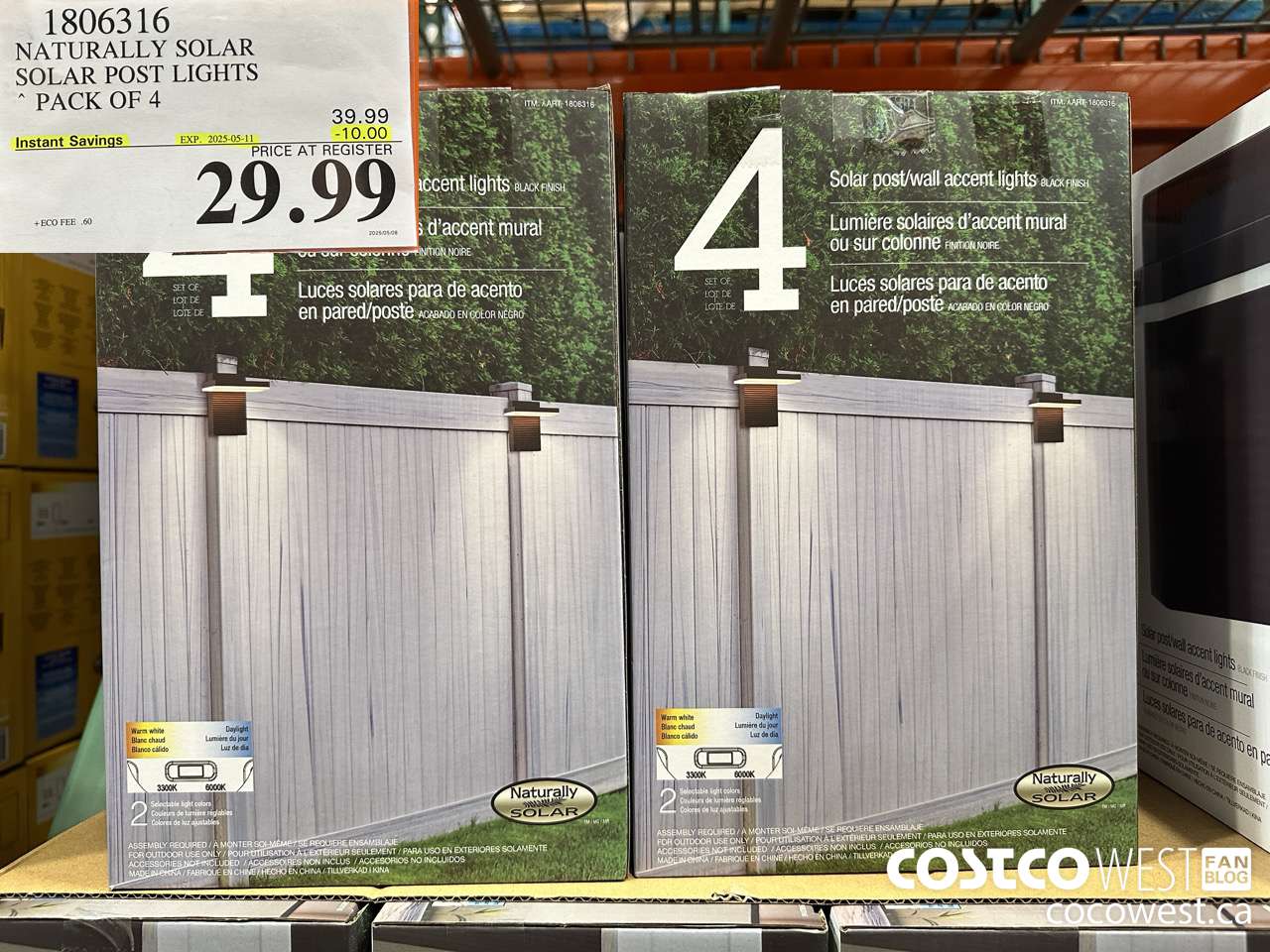 1806316 NATURALLY SOLAR SOLAR POST LIGHTS PACK OF 4 ($10.00 INSTANT SAVINGS EXPIRES ON 2025-05-11) $29.99