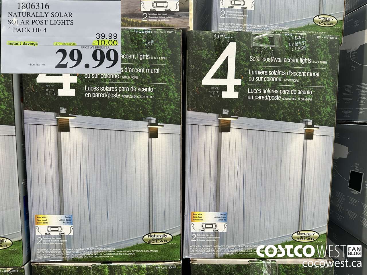 1086316 NATURALLY SOLAR SOLAR POST LIGHTS PACK OF 4 ($10.00 INSTANT SAVINGS EXPIRES ON 2025-06-08) $29.99