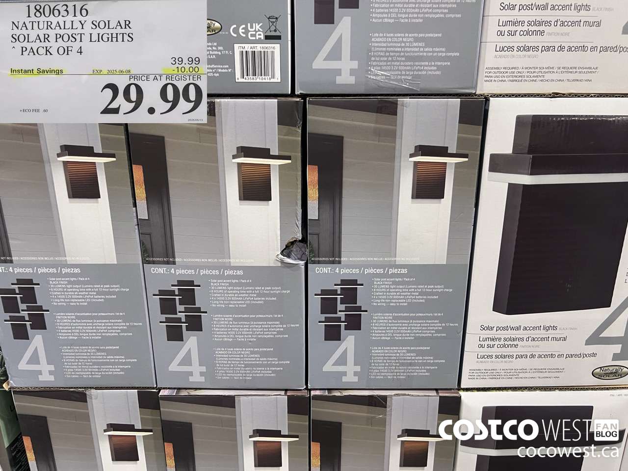 1806316 NATURALLY SOLAR SOLAR POST LIGHTS PACK OF 4 ($10.00 INSTANT SAVINGS EXPIRES ON 2025-06-08) $29.99