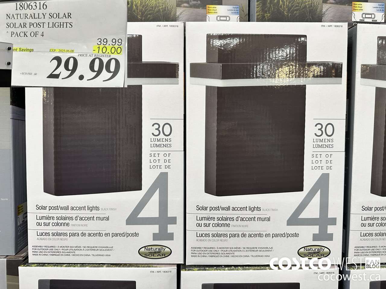 1806316 NATURALLY SOLAR SOLAR POST LIGHTS PACK OF 4 ($10.00 INSTANT SAVINGS EXPIRES ON 2025-06-08) $29.99