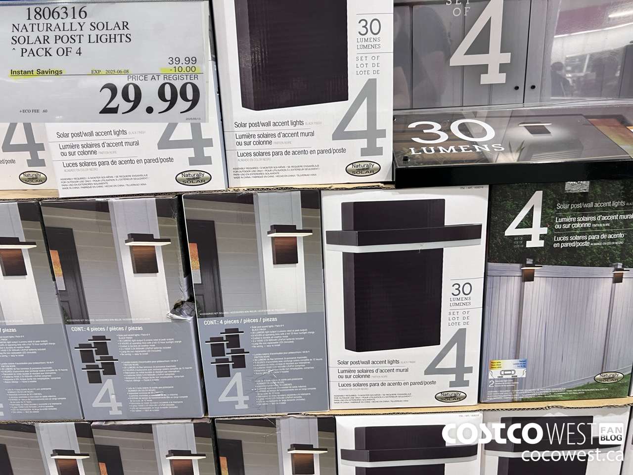 1806316 NATURALLY SOLAR SOLAR POST LIGHTS PACK OF 4 ($10.00 INSTANT SAVINGS EXPIRES ON 2025-06-08) $29.99