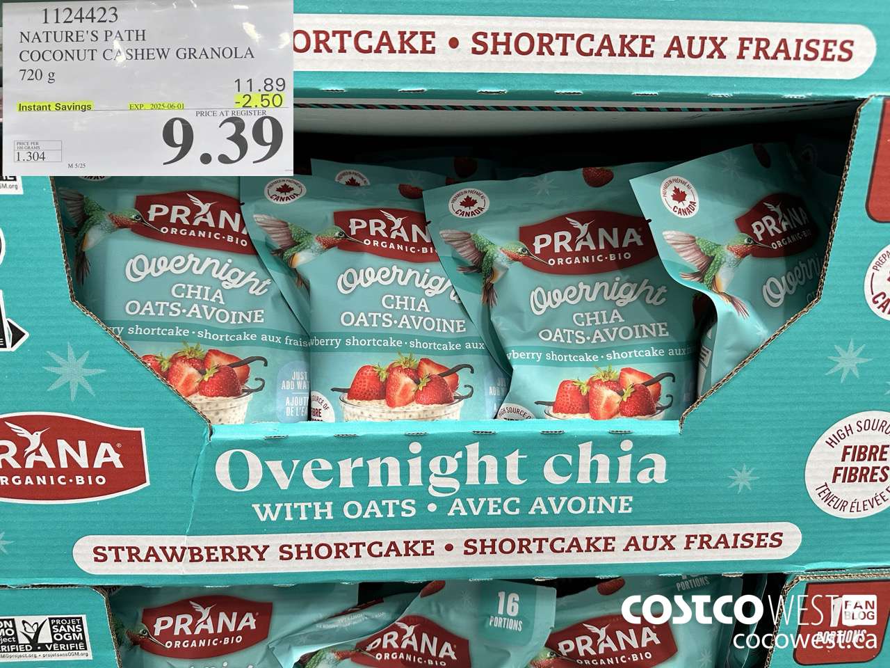 1124423 NATURE'S PATH COCONUT CASHEW GRANOLA 720 g ($2.50 INSTANT SAVINGS EXPIRES ON 2025-06-01) $9.39