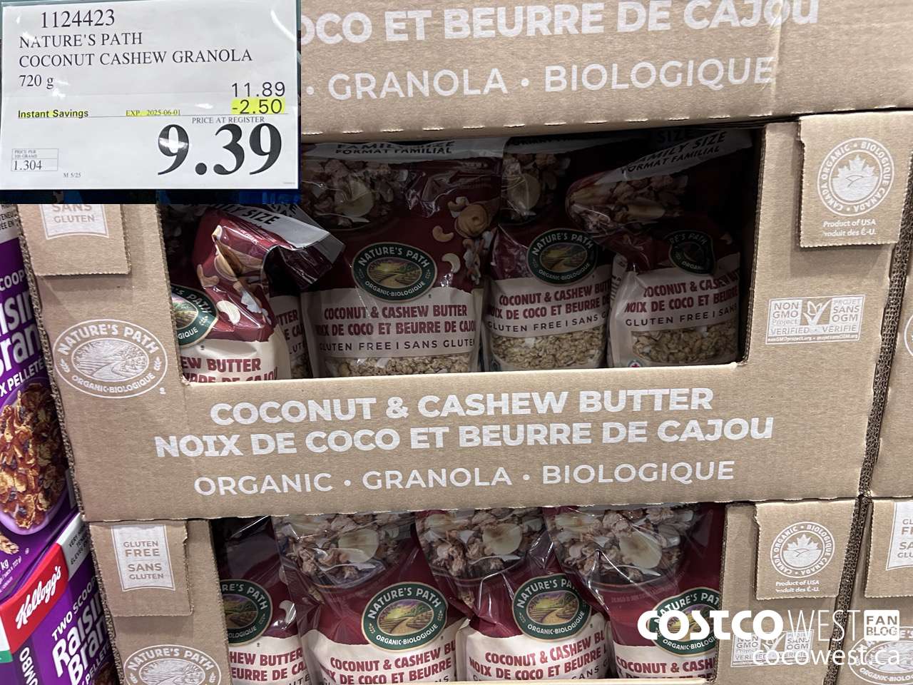 1124423 NATURE'S PATH COCONUT CASHEW GRANOLA 720 g ($2.50 INSTANT SAVINGS EXPIRES ON 2025-06-01) $9.39