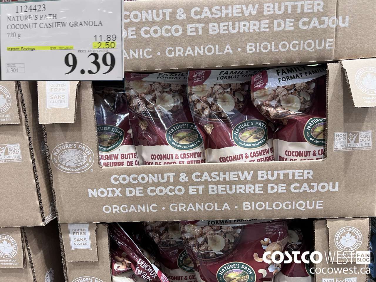 1124423 NATURE'S PATH COCONUT CASHEW GRANOLA 720 g ($2.50 INSTANT SAVINGS EXPIRES ON 2025-06-01) $9.39