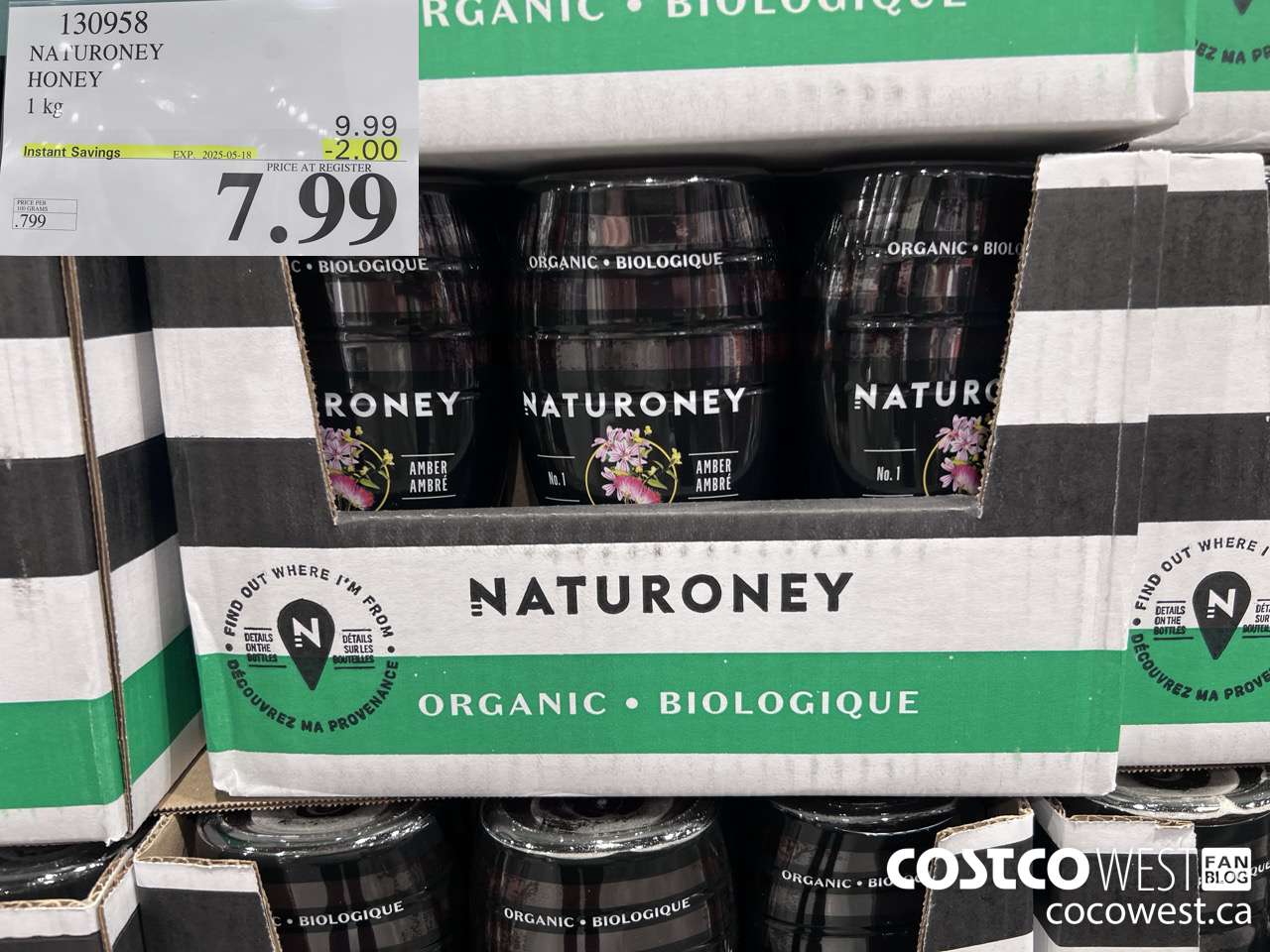 130958 NATURONEY ORGANIC HONEY 1 kg ($2.00 INSTANT SAVINGS EXPIRES ON 2025-05-18) $7.99