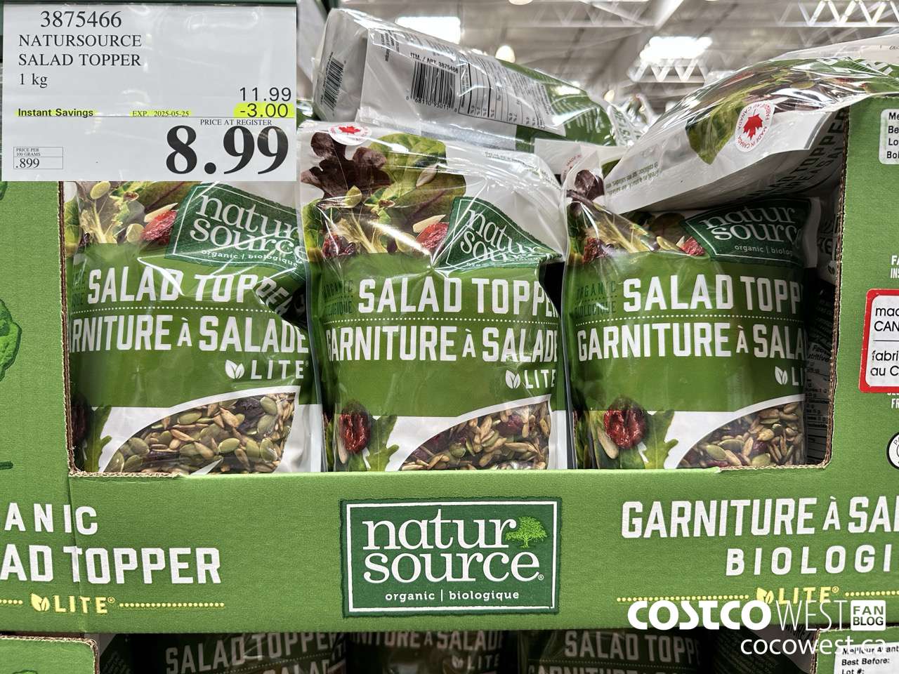 3875466 NATURSOURCE ORGANIC SALAD TOPPER 1 kg ($3.00 INSTANT SAVINGS EXPIRES ON 2025-05-25) $8.99