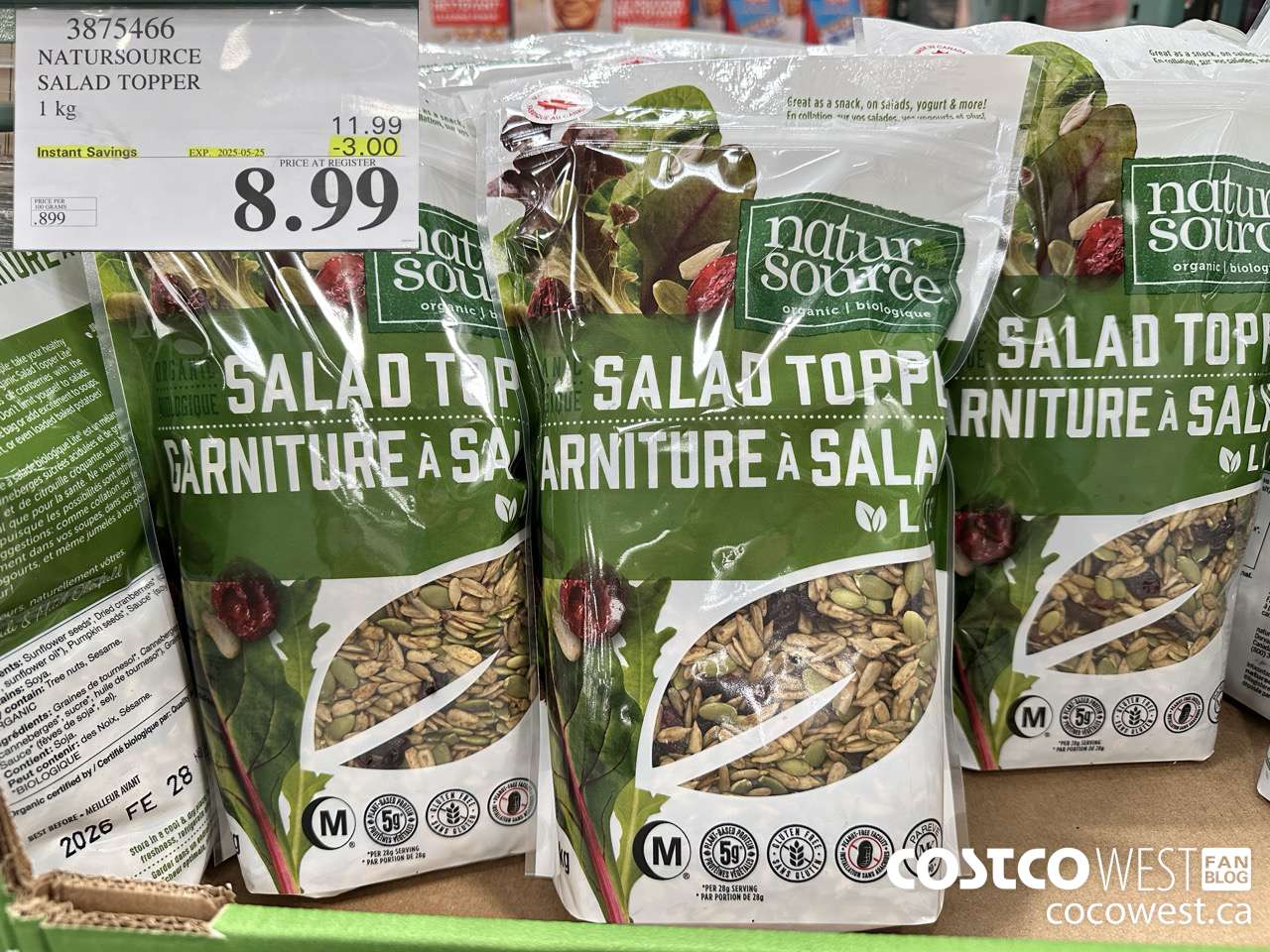 3875466 NATURSOURCE ORGANIC SALAD TOPPER 1 kg ($3.00 INSTANT SAVINGS EXPIRES ON 2025-05-25) $8.99
