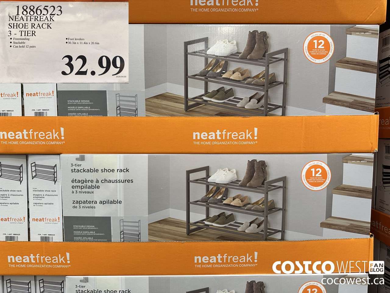 1886523 NEATFREAK SHOE RACK 3 TIER $32.99