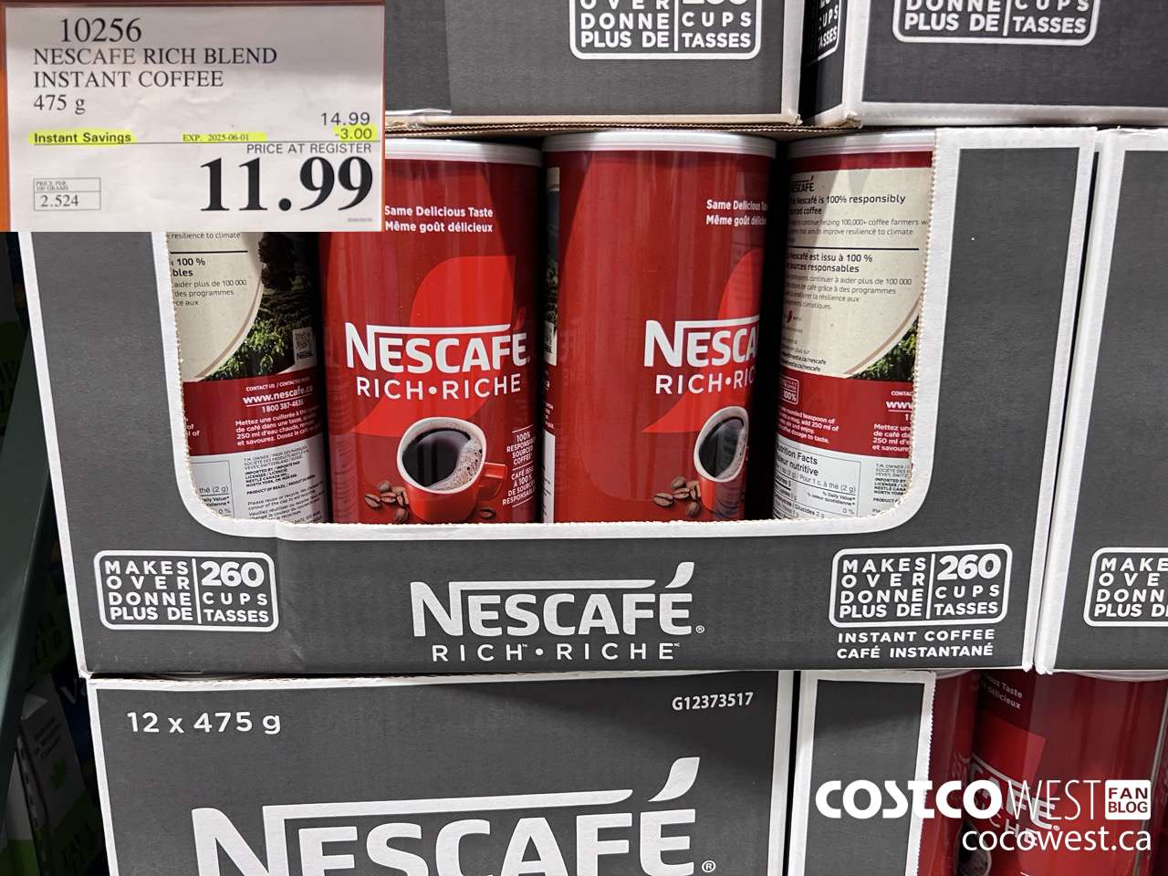 10256 NESCAFE RICH BLEND INSTANT COFFEE 475G ($3.00 INSTANT SAVINGS EXPIRES ON 2025-06-01) $11.99