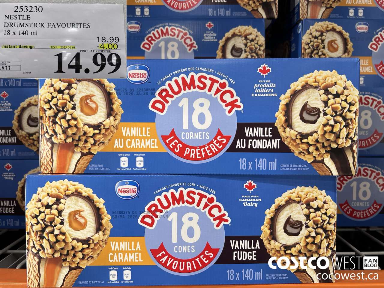 253230 NESTLE DRUMSTICK VARIETY PACK 18 x 140 ml ($4.00 INSTANT SAVINGS EXPIRES ON 2025-06-08) $15.99